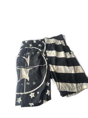 Sniper Gang Stars and Stripes Black and White Swim Trunks